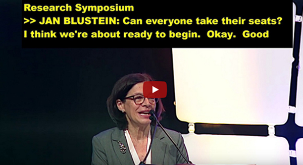HLAA2019 Research Symposium Video Screenshot of Jan Blustein speaking