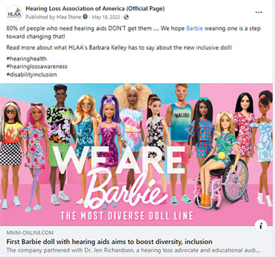 HLAA Barbie Facebook post