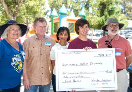 HLAA Peninsula Chapter Students Receiving Scholarships holding big check