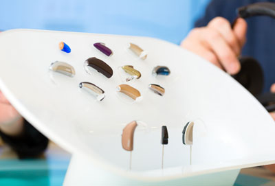 display of various hearing aids